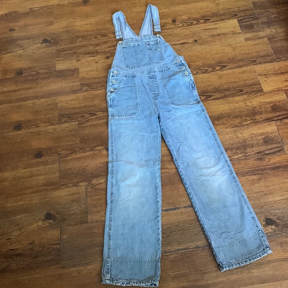 Old Navy Kids' Denim Overalls with Blue Leopard Print Trim - Size 12 - Picture 7 of 11